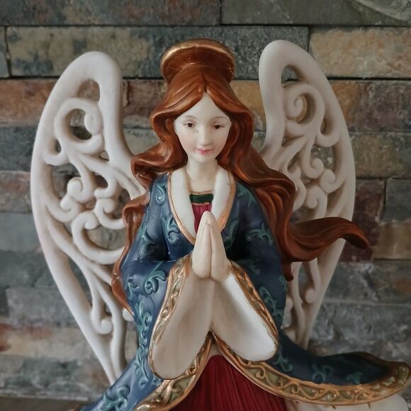 St. Nicholas Square Praying Angel Porcelain Musical Figurine Statue Holiday Deco - Picture 2 of 11